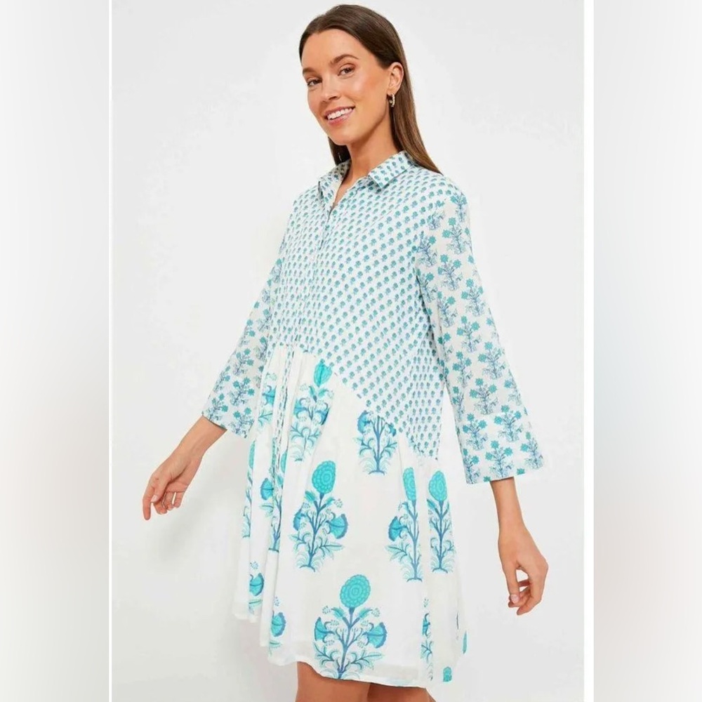 Tuckernuck RO’s GARDEN Size XS Turquoise Deauville Short Dress - Picture 2 of 9